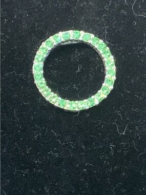 Green Crystal Circle Pendant Necklace Accent